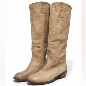 Gianni Bini Tan Leather Knee High Boots Size 9 | Slouch Pull On Riding Western